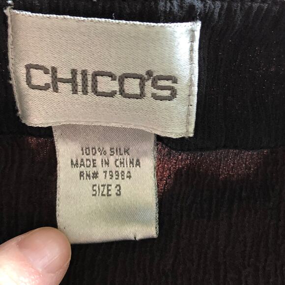 Chicos V Neck Top Black Beaded Neck Line Small - Picture 5 of 5